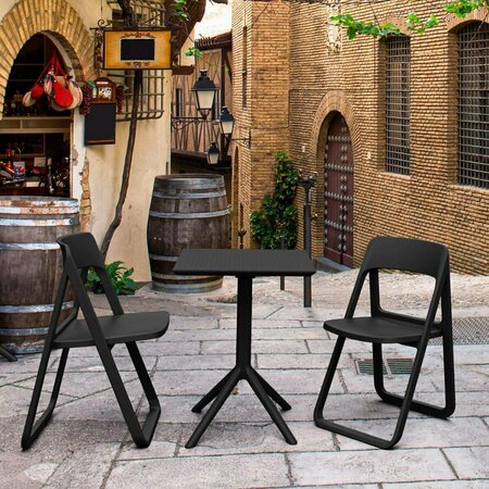 BOOK PUBLISHING CO Dream Folding Outdoor Bistro Set with 2 Chairs  Black GR2845379